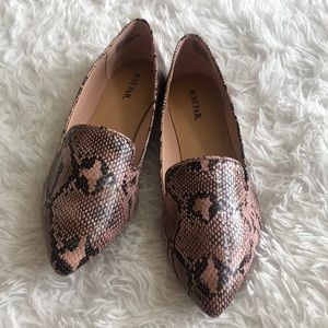 JustFab Blush Snake Print Flats